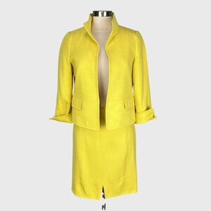 Talbots Womens Petite Yellow 2 Piece Suit Skirt Jacket Jackie Fit size 10P